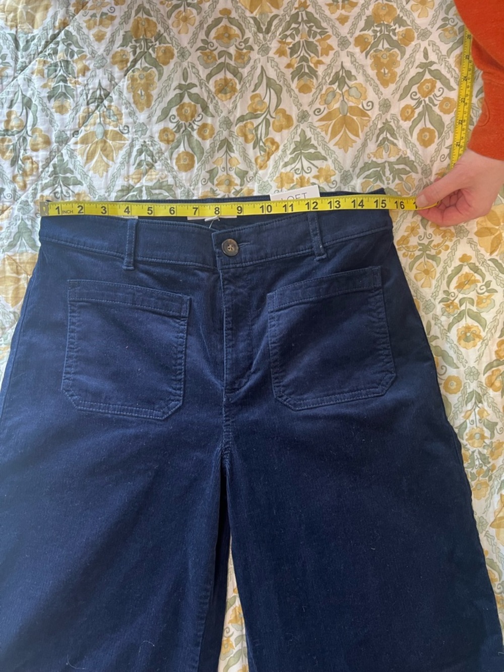 LOFT The Palmer Wide Leg High Rise Corduroy Pants in Navy - Picture 2 of 7